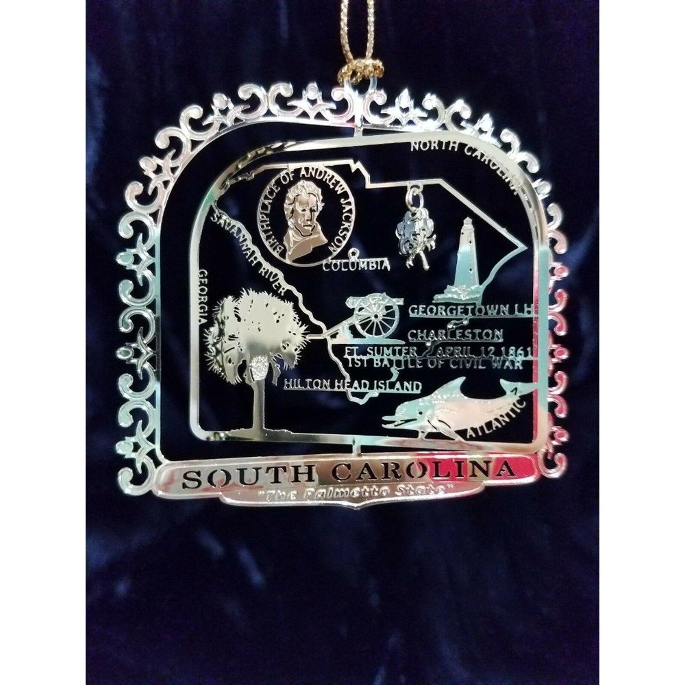 South Carolina Ornament Brass Palmetto State SC Collectable Christmas